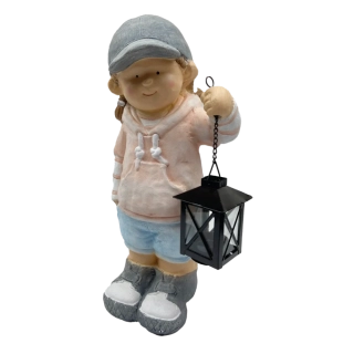 Keramická holčička s lucernou do zahrady - 42 cm